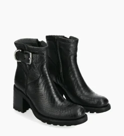 Outlet Boot biker à boucle - Justy 70 - Cuir lavé embossé python - Boots - Bottines|Boots - Bottines