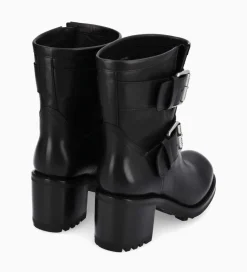 Outlet Boot biker à double boucle - Biker 70 - Cuir lisse - Boots - Bottines|Boots - Bottines
