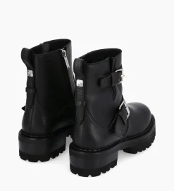 Online Boot biker à double boucle - Carrie 45 - Cuir grainé - Boots - Bottines|Boots - Bottines