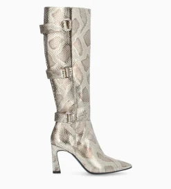Online Botte à talon avec boucles - Cathy 85 - Cuir imprimé serpent - Bottes|Bottes