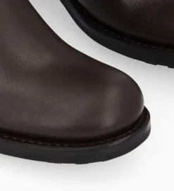 Hot Botte biker à boucle - Biker 40 - Cuir grainé - Marron foncé Bottes|Bottes