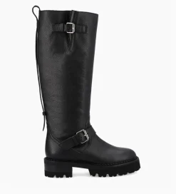 Online Botte biker à double boucle - Carra 45 - Cuir grainé - Bottes|Bottes