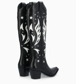 Hot Botte western à talon brodée - Tina 50 - Cuir de veau lisse brillant - Bottes|Santiags