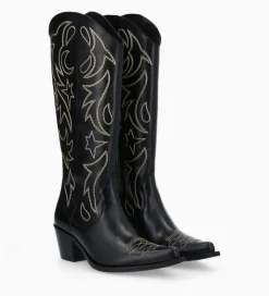 Hot Botte western brodée à talon - Ruby 50 - Cuir de veau lisse brillant - Bottes|Bottes