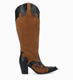 Online Botte western brodée à talon - Terry 80 - Cuir velours/Cuir imprimé lézard - Bottes|Bottes