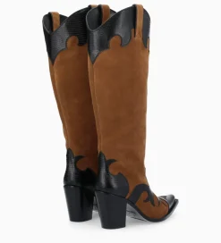 Online Botte western brodée à talon - Terry 80 - Cuir velours/Cuir imprimé lézard - Bottes|Bottes
