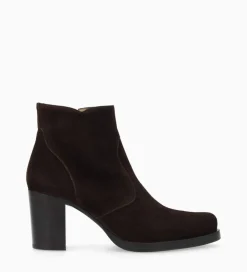 Discount Bottine à talon à zip - Paddy 70 - Cuir velours - Marron foncé Boots - Bottines|Boots - Bottines
