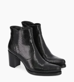 Outlet Bottine à talon à zip - Paddy 70 - Cuir imprimé serpent - Boots - Bottines|Boots - Bottines