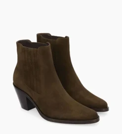 New Bottine chelsea à talon - Jane 70 - Cuir velours - Marron foncé Boots - Bottines|Boots - Bottines