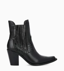 Hot Bottine chelsea à talon - Sandy 80 - Cuir imprimé crocodile/Cuir lisse brillant - Boots - Bottines|Santiags