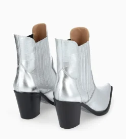 Hot Bottine chelsea à talon - Sandy 80 - Cuir imprimé crocodile/Cuir métallisé - Boots - Bottines|Boots - Bottines