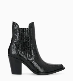 Best Bottine chelsea à talon - Sandy 80 - Cuir imprimé serpent verni - Boots - Bottines