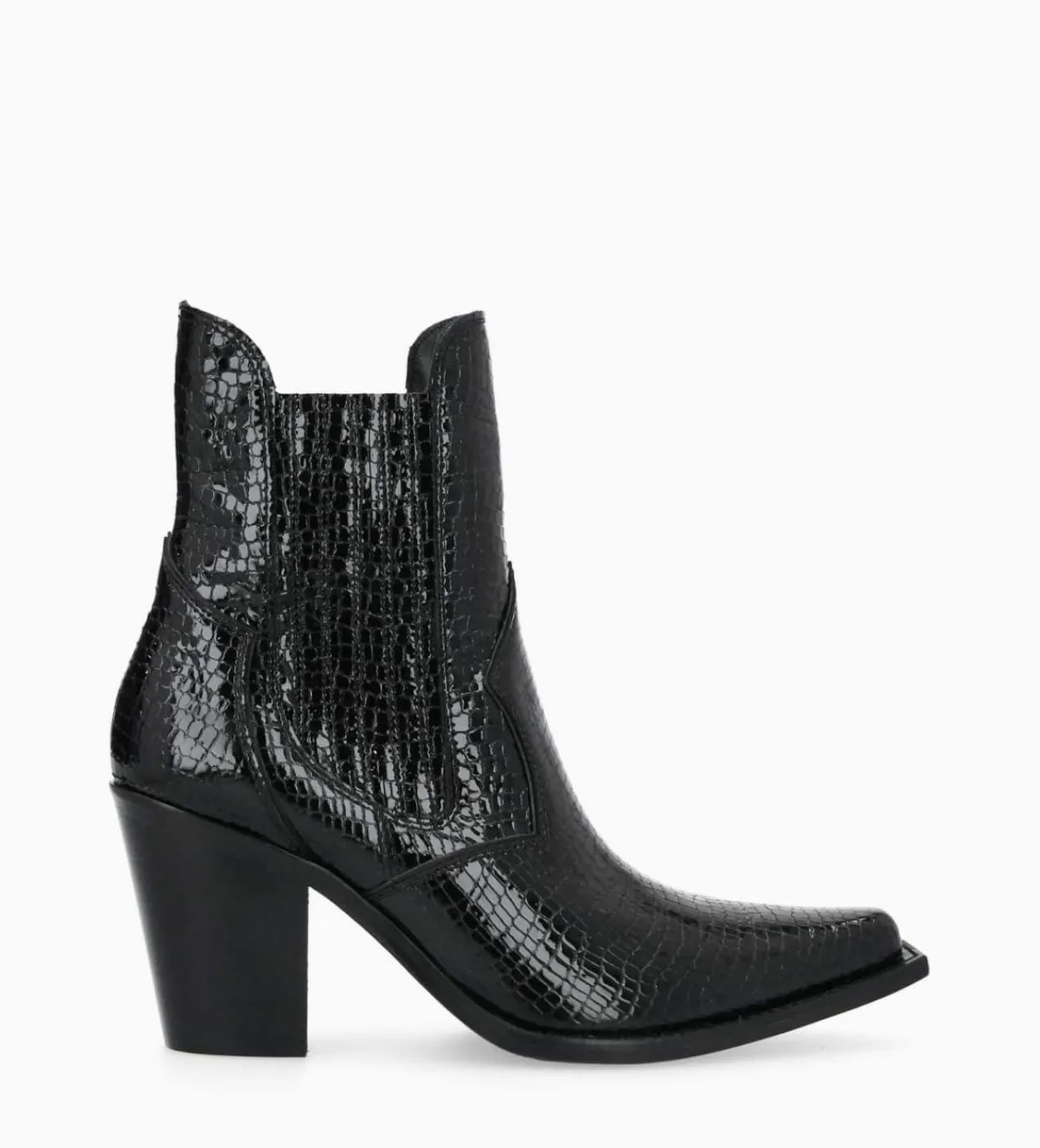 Best Bottine chelsea à talon - Sandy 80 - Cuir imprimé serpent verni - Boots - Bottines