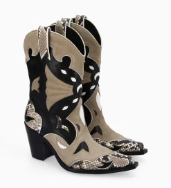 Online Bottine western à talon - Andrea 80 - Cuir de veau/Velours/Nappa/Serpent - Boots - Bottines|Boots - Bottines