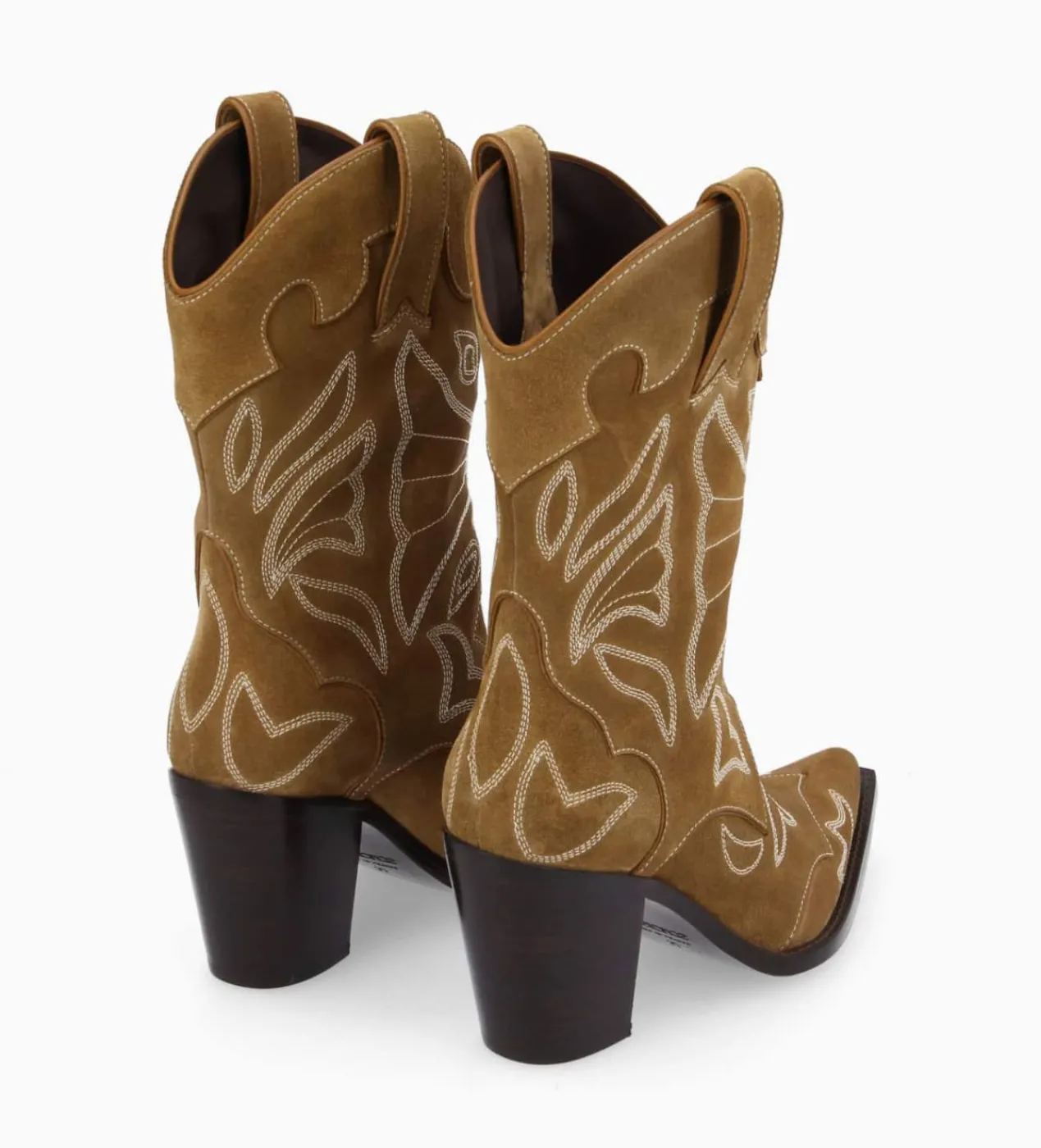New Bottine western brodée à talon - Andrea 80 - Cuir velours - Boots - Bottines|Boots - Bottines