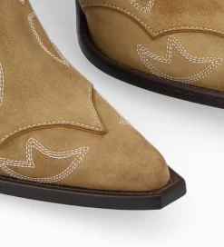 New Bottine western brodée à talon - Andrea 80 - Cuir velours - Boots - Bottines|Boots - Bottines