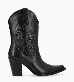 Online Bottine western brodée à talon avec clous - Tippi 80 - Cuir de veau lisse/Cuir imprimé serpent - Boots - Bottines|Santiags