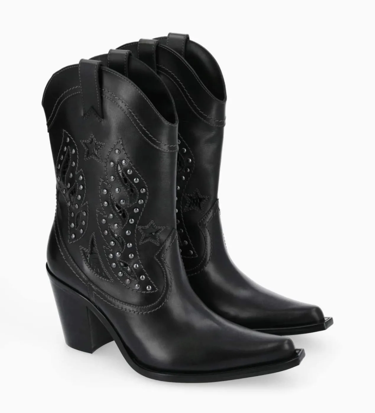 Online Bottine western brodée à talon avec clous - Tippi 80 - Cuir de veau lisse/Cuir imprimé serpent - Boots - Bottines|Santiags