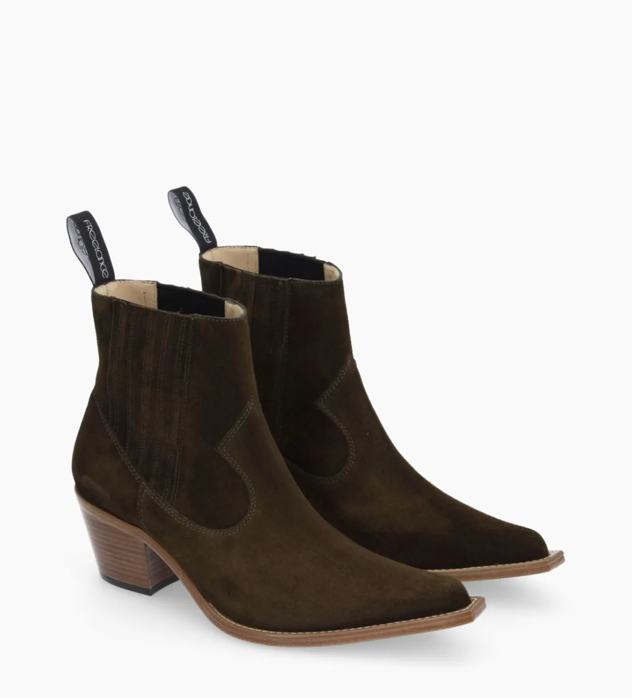Outlet Bottine western chelsea - Sibelle 50 - Cuir velours - Vert olive Boots - Bottines
