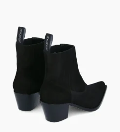 Sale Bottine western chelsea brodée à talon - Simone 50 - Cuir velours - Boots - Bottines|Boots - Bottines