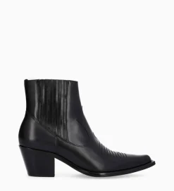 Discount Bottine western chelsea brodée à talon - Simone 50 - Cuir de veau lisse brillant - Boots - Bottines|Boots - Bottines