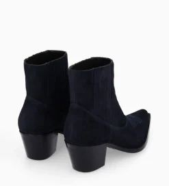 Hot Bottine western chelsea brodée à talon - Simone 50 - Cuir velours - Boots - Bottines|Boots - Bottines