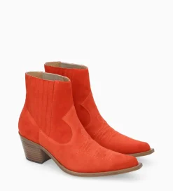 Best Bottine western chelsea brodée à talon - Simone 50 - Cuir velours - Boots - Bottines|Boots - Bottines