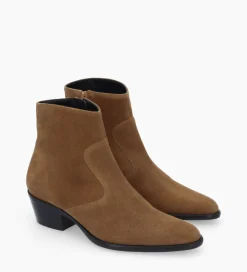 Clearance Bottine western zippée à talon - Jane 5 - Cuir velours - Boots - Bottines