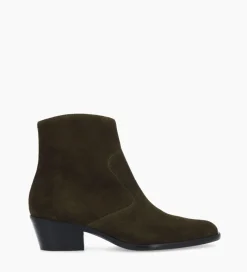 Bottine western zippée à talon - Jane 5 - Cuir velours - Boots - Bottines