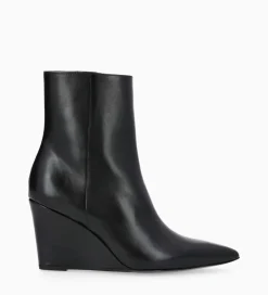 Bottine zippée à talon compensé - Florence 70 - Cuir de veau lisse brillant - Boots - Bottines