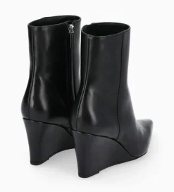 Bottine zippée à talon compensé - Florence 70 - Cuir de veau lisse brillant - Boots - Bottines