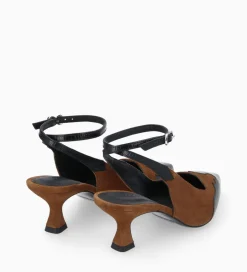 New Escarpin à bride arrière - Suzy 60 - Cuir velours/Cuir imprimé lézard - Escarpins