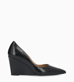 Outlet Escarpin à talon compensé à bout pointu - Francesca 70 - Cuir imprimé serpent verni - Escarpins