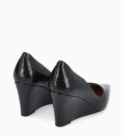 Outlet Escarpin à talon compensé à bout pointu - Francesca 70 - Cuir imprimé serpent verni - Escarpins