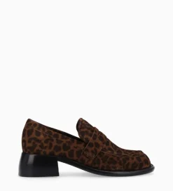 Mocassin à talon à bout carré - Anaïs 50 - Cuir velours - Mocassins - Escarpins|Mocassins