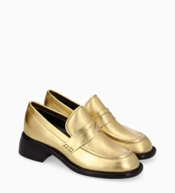 Best Mocassin à talon à bout carré - Anaïs 50 - Cuir métallisé - Mocassins - Escarpins|Mocassins